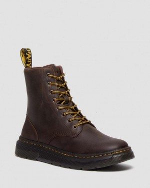 Botas Casual Dr Martens Crewson Crazy Horse Leather Everyday Feminino Marrom Escuro | 82160-JGCD