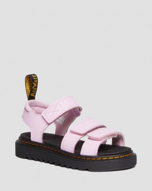 Sandálias Dr Martens Klaire Athena Couro Alças Criança Rosa | 92734-JTGN