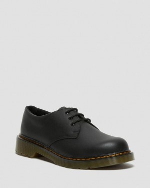 Sapatos Couro Dr Martens 1461 Softy T Criança Pretas | 04369-PILA