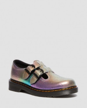 Sapatos Mary Jane Dr Martens 8065 Rainbow Crinkle Leather Criança Multicoloridas | 71485-BHKJ