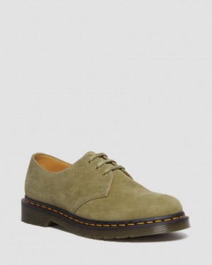 Sapatos Oxford Dr Martens 1461 Tumbled Nubuck Leather Feminino Verde Oliva | 84293-LTUF